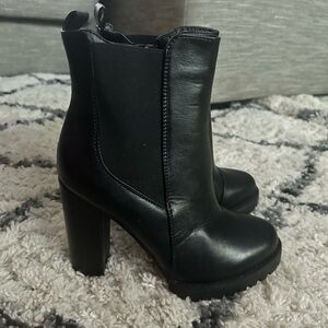 Nasty Gal Black Heeled Boots with Chunky Heel
